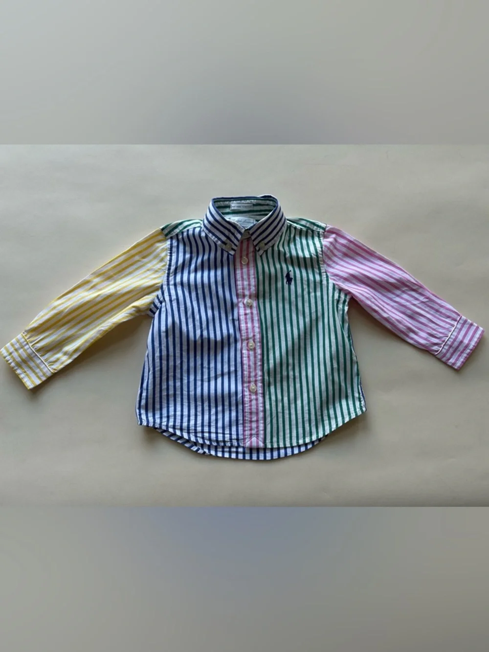 Ralph Lauren Blue, Green & Pink Striped Button-Down Shirt size 18M boy
